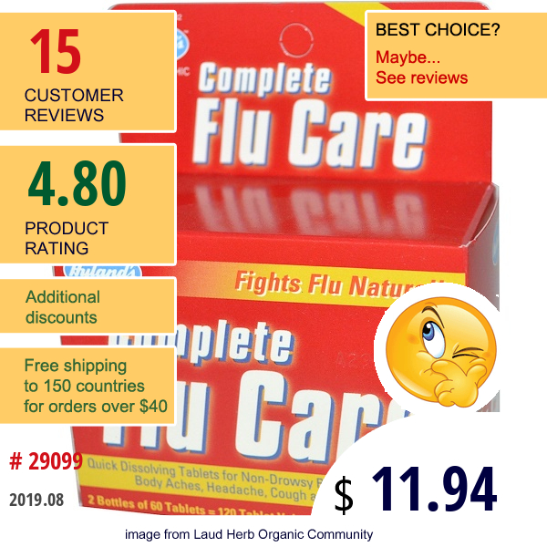 Hyland'S, Complete Flu Care, Value Pack, 2 Bottles, 60 Tablets Each  