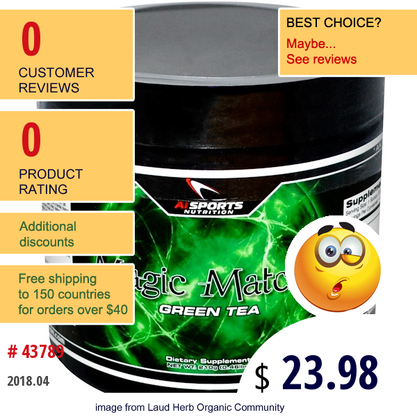 Ai Sports Nutrition, Magic Matcha, Green Tea, 0.46 Lbs (210 G)  