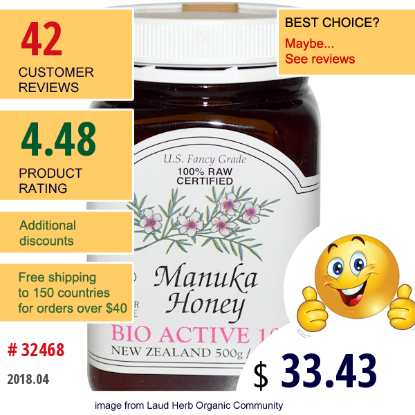 Pri, 100% Raw Certified Manuka Honey, Bio Active 10+, 1.1 Lbs (500 G)  