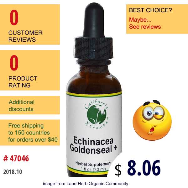 California Xtracts, Echinacea Goldenseal +, Immune Formula, 1 Fl Oz (30 Ml)  