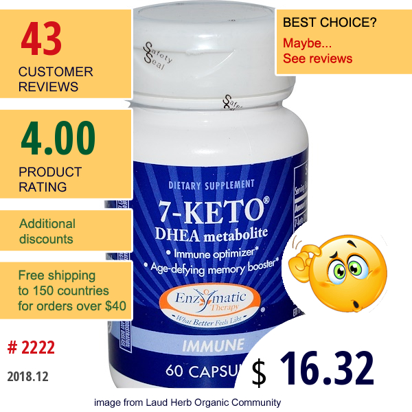 Enzymatic Therapy, 7-Keto, Dhea Metabolite, 60 Capsules