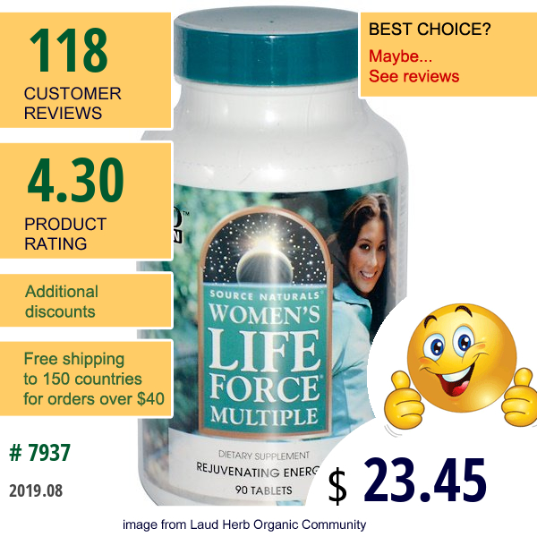 Source Naturals, Women'S Life Force Multiple, 90 Tablets