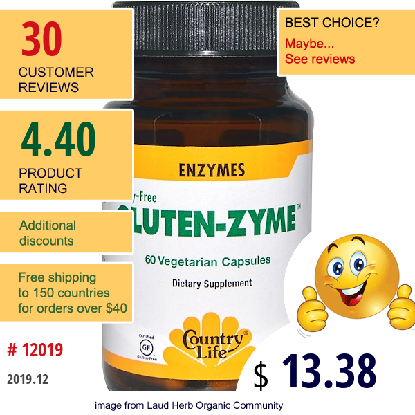 Country Life, Gluten-Zyme, 60 Veggie Caps  