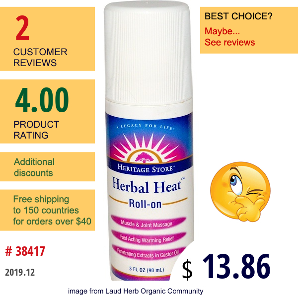 Heritage Store, Herbal Heat, Roll-On, 3 Fl Oz (90 Ml)  