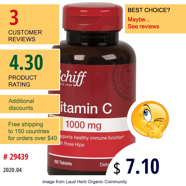 Schiff, Vitamin C, 1000 Mg, 100 Tablets  