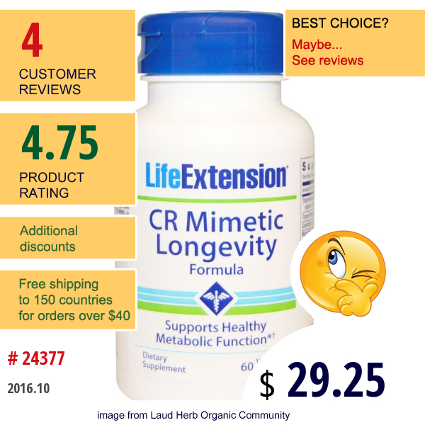 Life Extension, Cr Mimetic Longevity Formula, 60 Veggie Caps