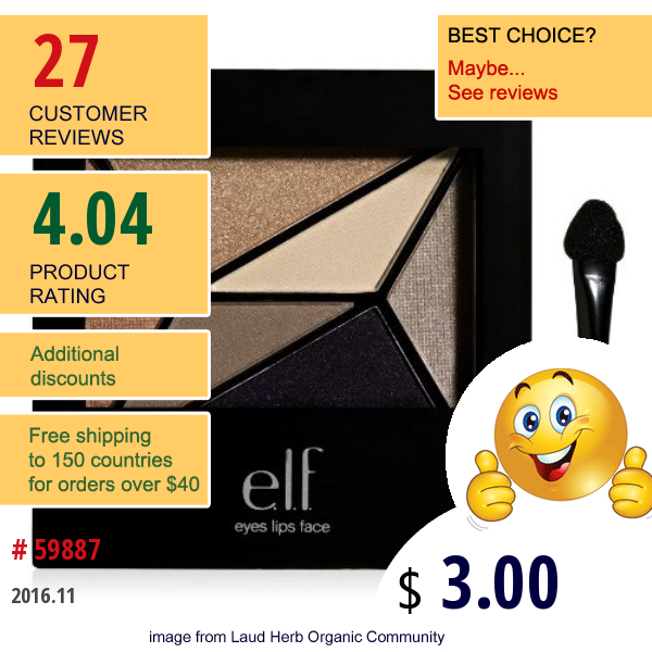 E.l.f. Cosmetics, Geometric, 6 Piece Eyeshadow Palette, Ii Addition, 0.25 Oz (7 G)  