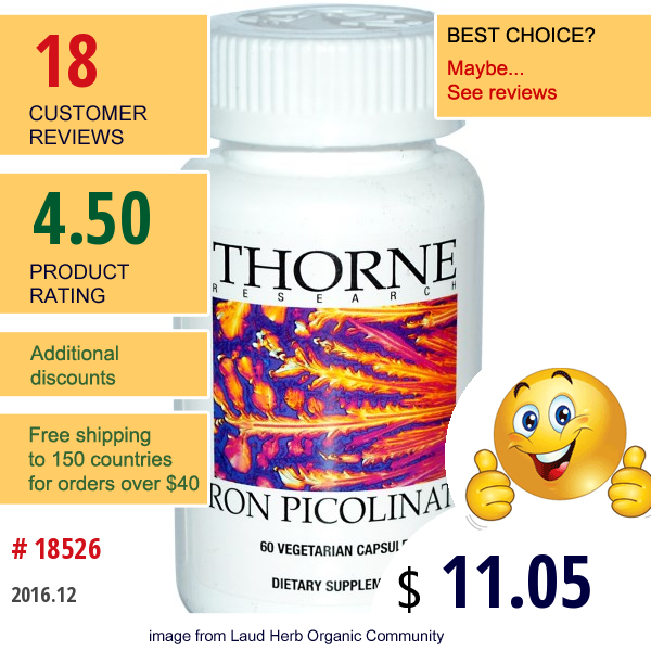 Thorne Research, Iron Picolinate, 60 Veggie Caps  