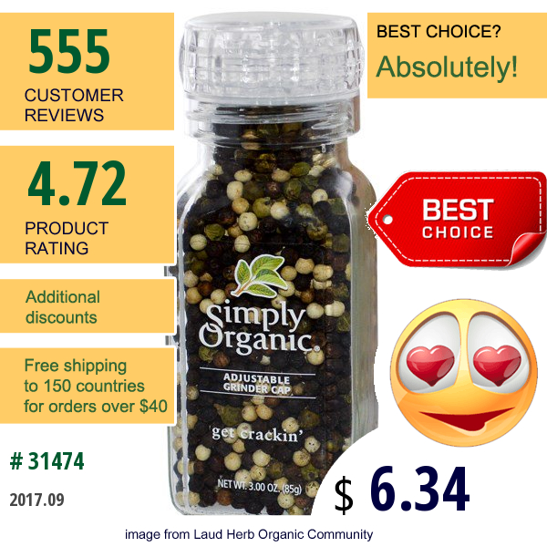 Simply Organic, Get Crackin, Peppercorn Mix, 3.00 Oz (85 G)