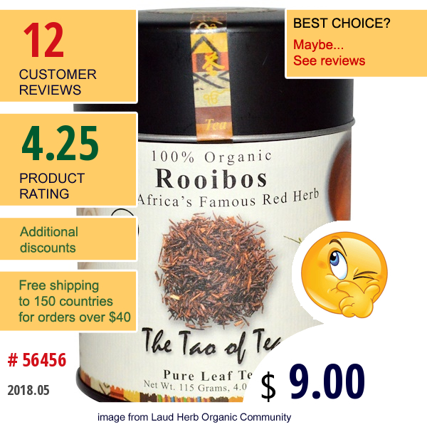 The Tao Of Tea, 100% Organic, South Africas Famous Red Herb, Rooibos, 4.0 Oz (115 G)