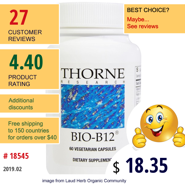 Thorne Research, Bio-B12, 60 Vegetarian Capsules  