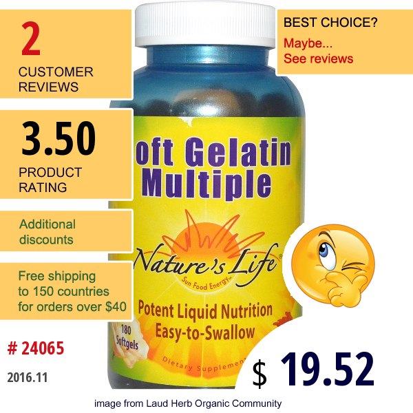 Natures Life, Soft Gelatin Multiple, 180 Softgels  