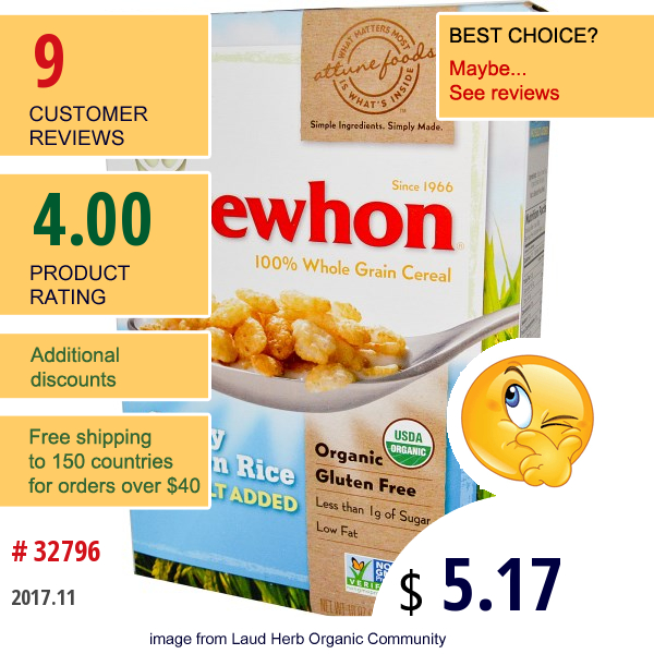 Erewhon, Crispy Brown Rice, No Salt Added, 10 Oz (284 G)  