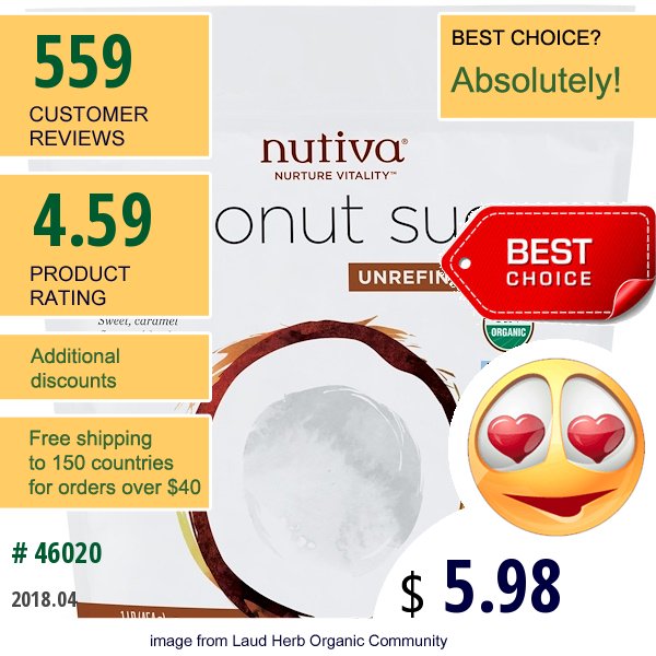 Nutiva, Organic Coconut Sugar, 1 Lb (454 G)