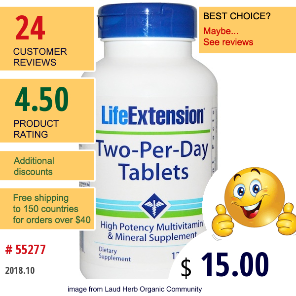 Life Extension, Two-Per-Day Tablets, 120 Tablets  