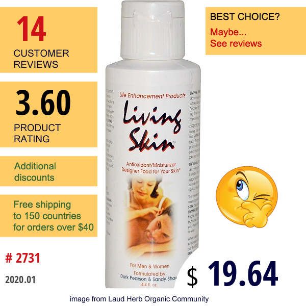 Life Enhancement, Living Skin, Antioxidant/Moisturizer, 4.4 Fl Oz  