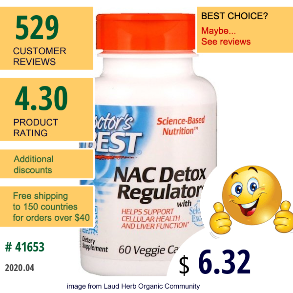 Doctor'S Best, Nac Detox Regulators, 60 Veggie Caps