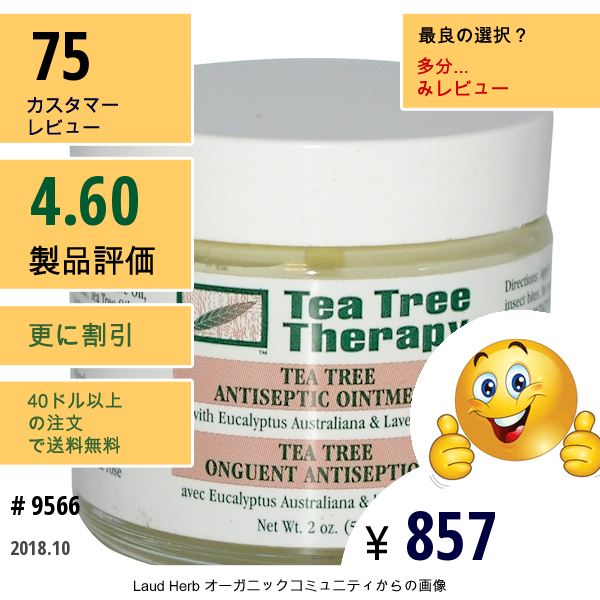 Tea Tree Therapy, ティーツリー アンティセプティックオイントメント（消毒軟膏）、2 Oz (57 G)