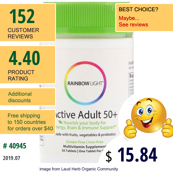 Rainbow Light, Active Adult 50+ , 30 Tablets