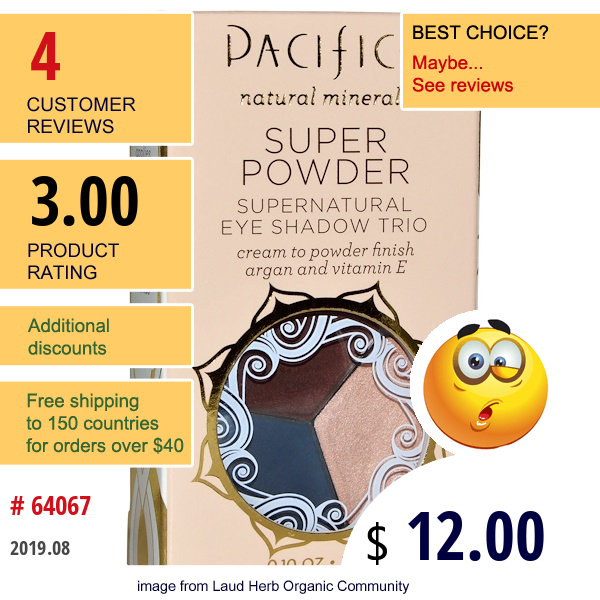 Pacifica, Super Powder Supernatural Eye Shadow Trio, Champagne, Supernova, Sky, 0.10 Oz (3.0 G)  