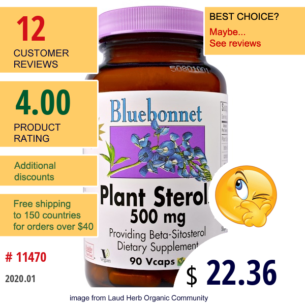 Bluebonnet Nutrition, Plant Sterols, 500 Mg, 90 Vcaps