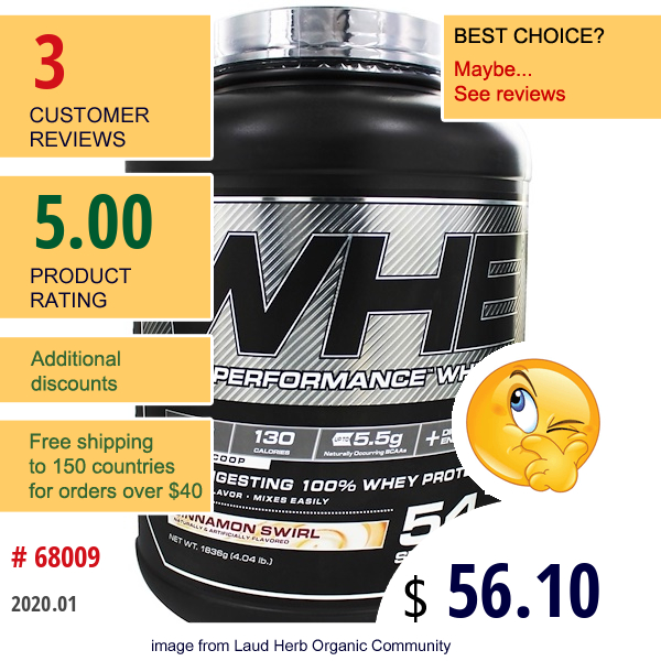 Cellucor, Whey, Cor-Performance Whey, Cinnamon Swirl, 4.04 Lbs (1836 G)  