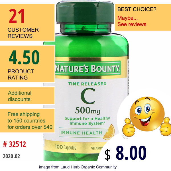 Nature'S Bounty, Time Released Vitamin C, 500 Mg, 100 Capsules