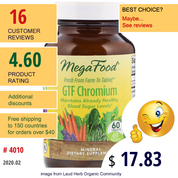 Megafood, Gtf Chromium, 60 Tablets