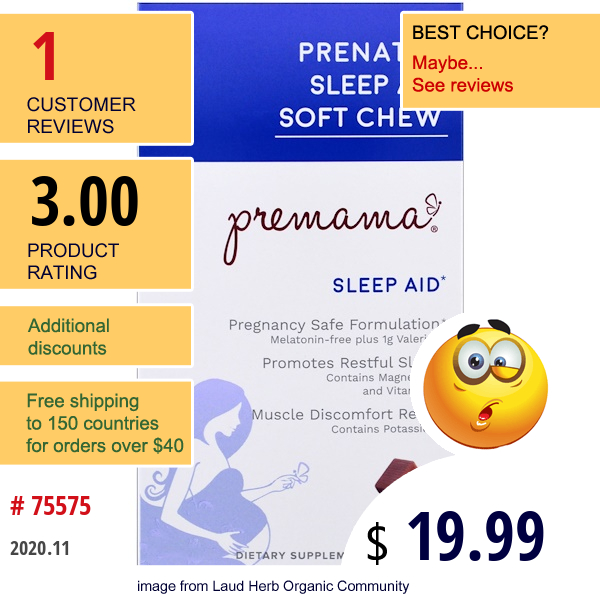 Premama, Prenatal Sleep Aid, Soft Chew, Chocolate, 28 Chews  