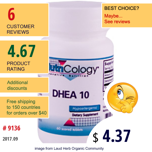 Nutricology, Dhea 10, 60 Scored Tablets  