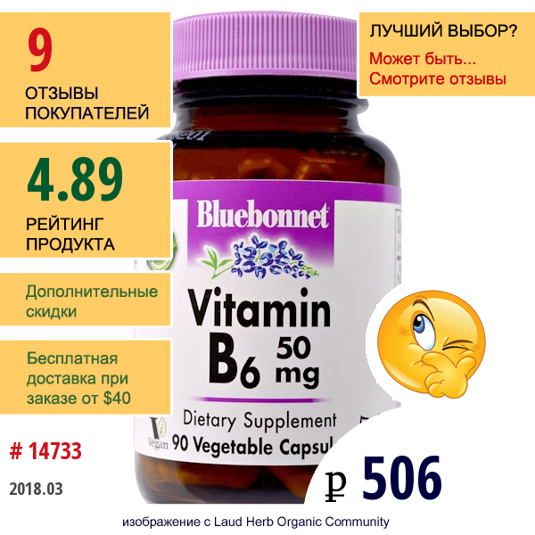 Bluebonnet Nutrition, Витамин В-6, 100 Мг, 90 Вегетарианских Капсул