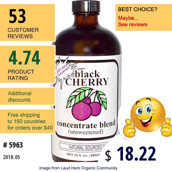 Natural Sources, Black Cherry Concentrate Blend (Unsweetened), 16 Fl Oz (480 Ml)