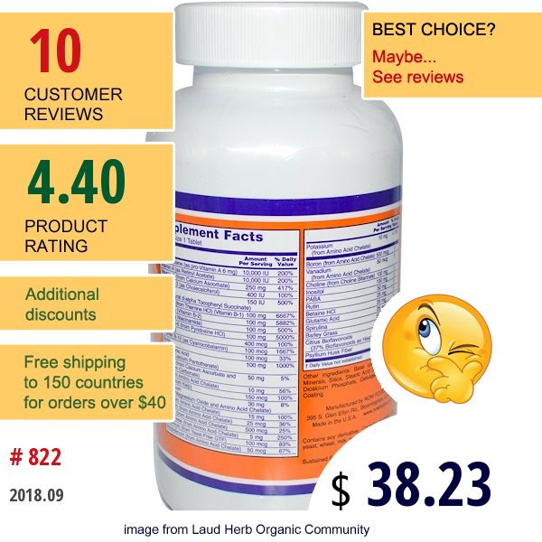 Now Foods, Vit-Min 100, Sustained Release, 180 Tablets  