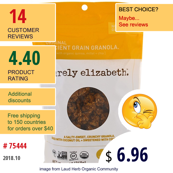 Purely Elizabeth, Organic Ancient Grain Granola, Original, 12 Oz (340 G)