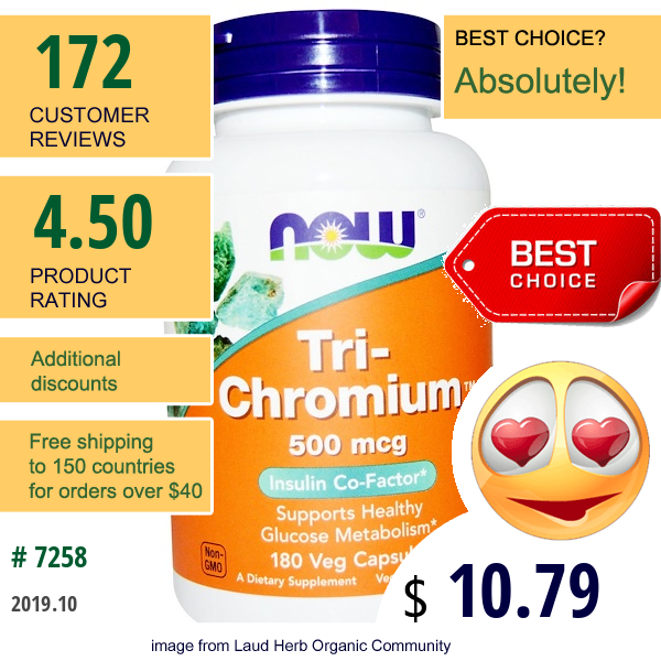 Now Foods, Tri-Chromium, 500 Mcg, 180 Veg Capsules