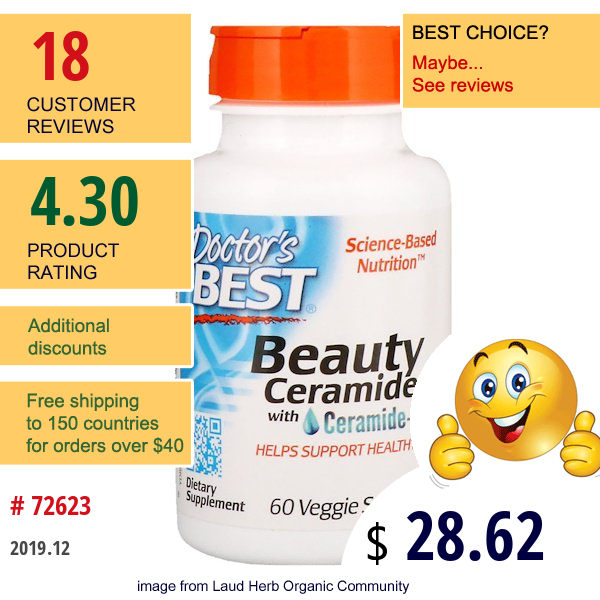 Doctor'S Best, Beauty Ceramides With Ceramide-Pcd, 60 Veggie Softgels